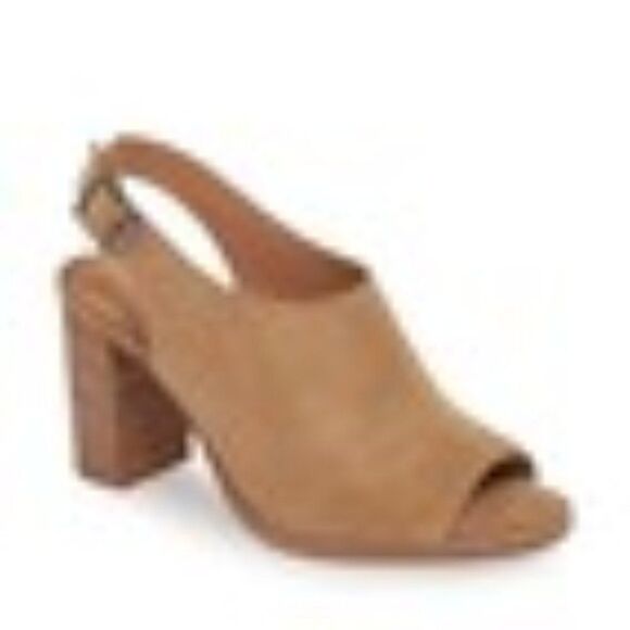 Madewell The Cary Tan Suede Slingback Sandals Block Heel Women's 10  New In Box - Picture 2 of 8